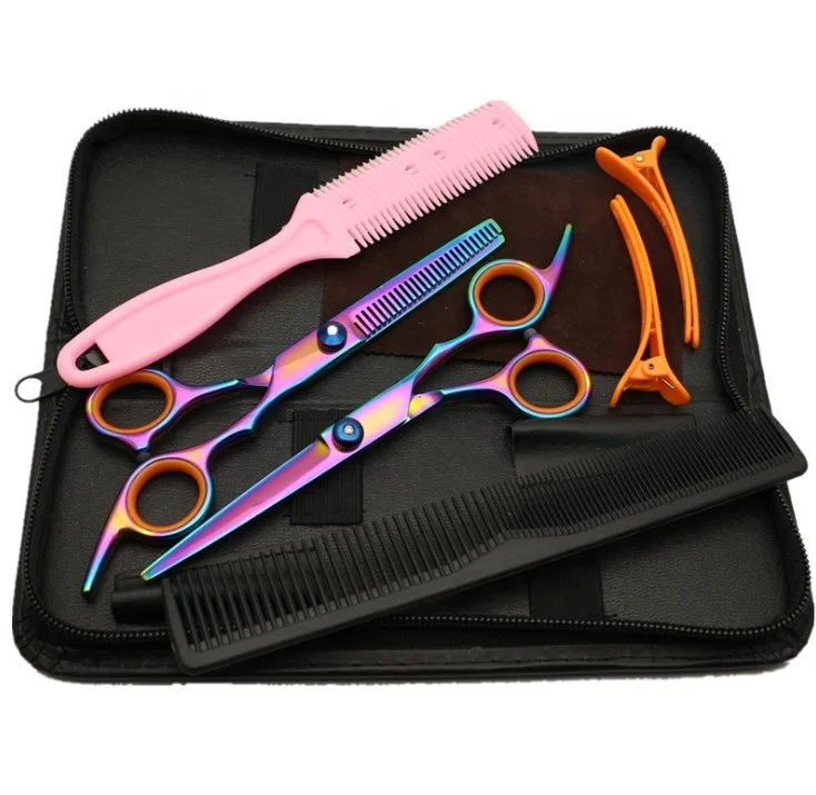 2021 hot sale Professional colors barber salon hair cutting scissors set