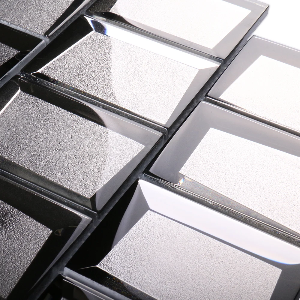 3D beveled edge antique glass mosaic tiles for wall decoration