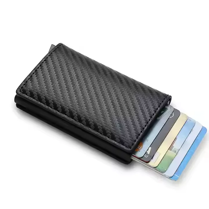 PU Leather Wallet With RFID Blocking Card Holder Money Clip For Holding Bank Cards