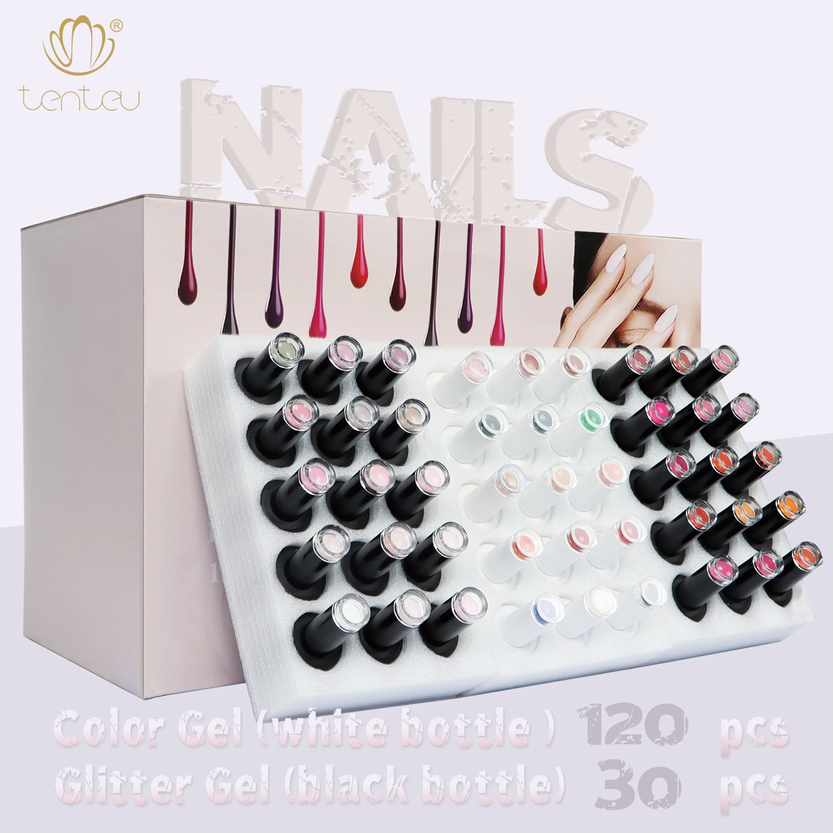 New promotion 15ml  color gel polish 120 pcs glitter gel 30 pcs set free shipping private label OEM gel nail polish