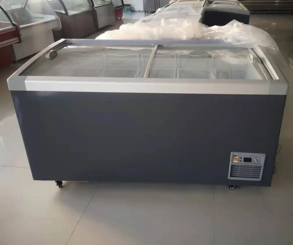 Supermarket Sliding Glass Door Single-temperature Ice Cream Chest Freezers Refrigeration Equipment