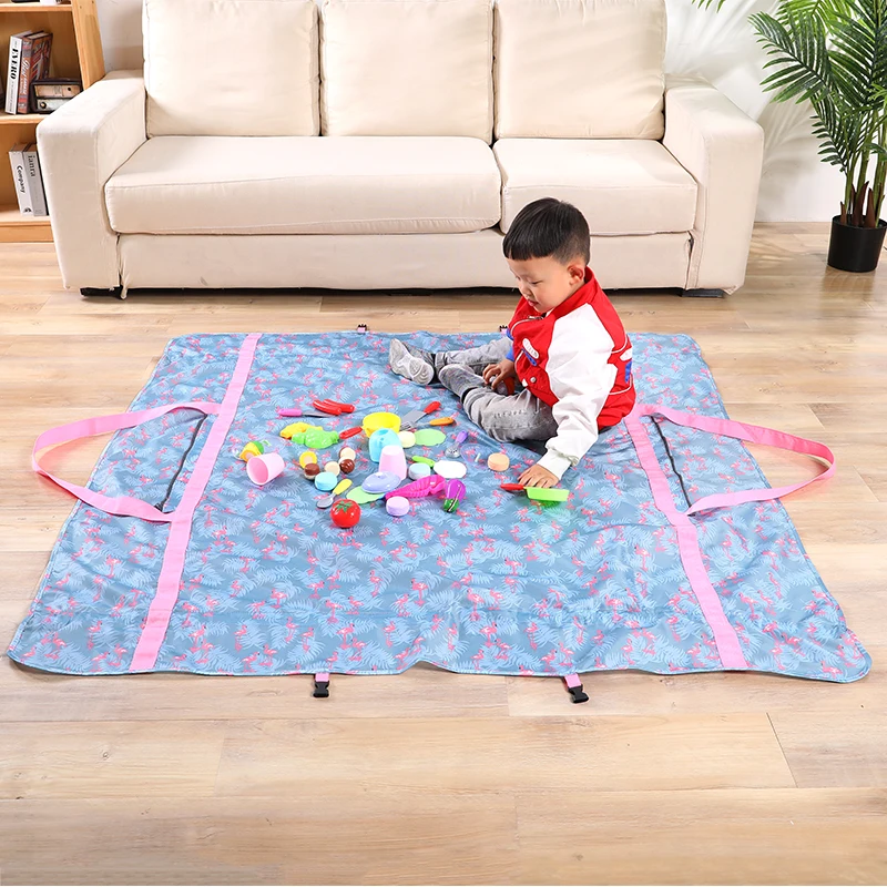 Fashion Portable Kids Oxford Outdoor Beach Kids Children Storage Toys Bags Waterproof Mat Large Drawstring Toys Eco-friendly Set