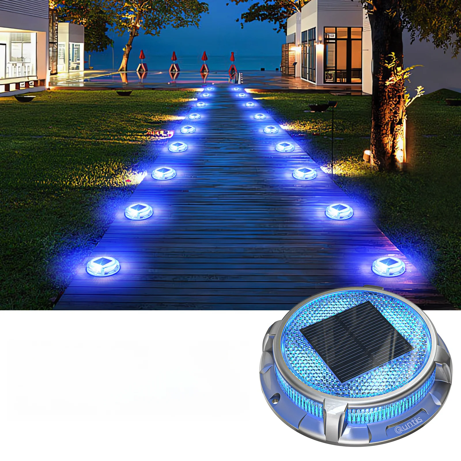 Outdoor aluminium alloy round pavement led road studs mounting rail solar powered park ground deck dock garden light for garden