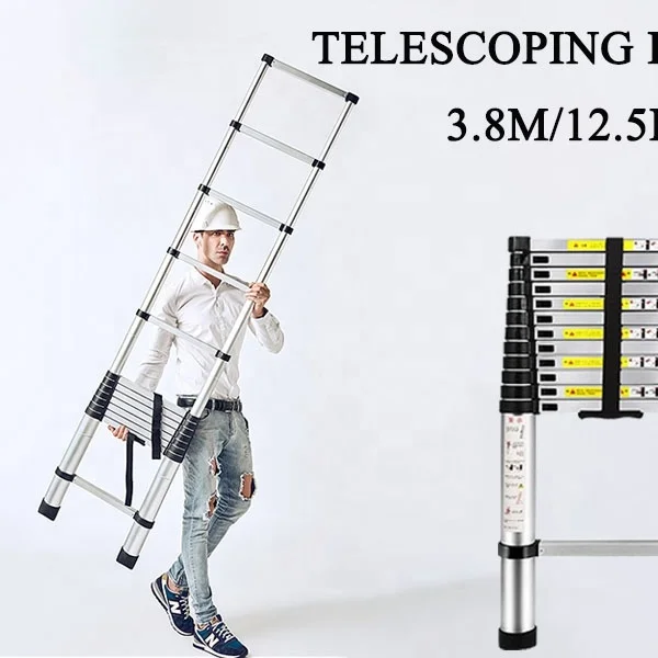 Multi-Purpose Ladder Aluminum Telescopic Ladder Extension Extend - Portable Foldable Ladder, EN131, Max Capacity 150KG