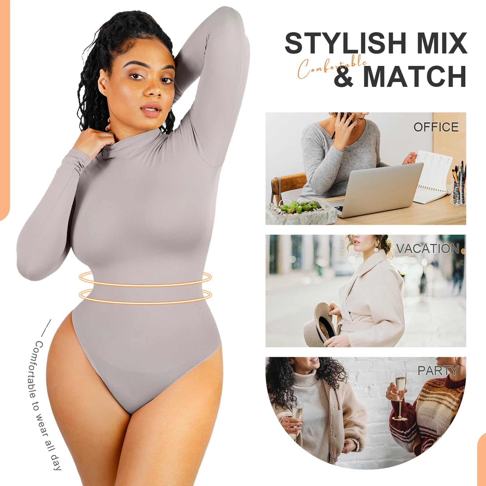 hexin Wholesale custom logo Breathable slimming seamless slimming long sleeved tight shapewear bodysuit