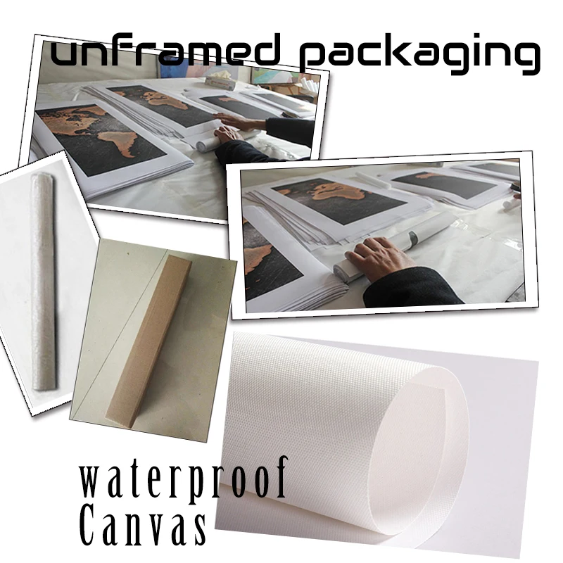 1 PCS/Set Huge Black World Map Paintings Print On Canvas HD Abstract World Map Canvas Painting Office Wall Art Home decor