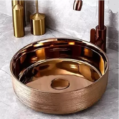 High Quality Rose Sprung Bathroom Sink Drain Waste Overflow Gold Click Clack Washbasin Tap with Hand Basin Easy Installation
