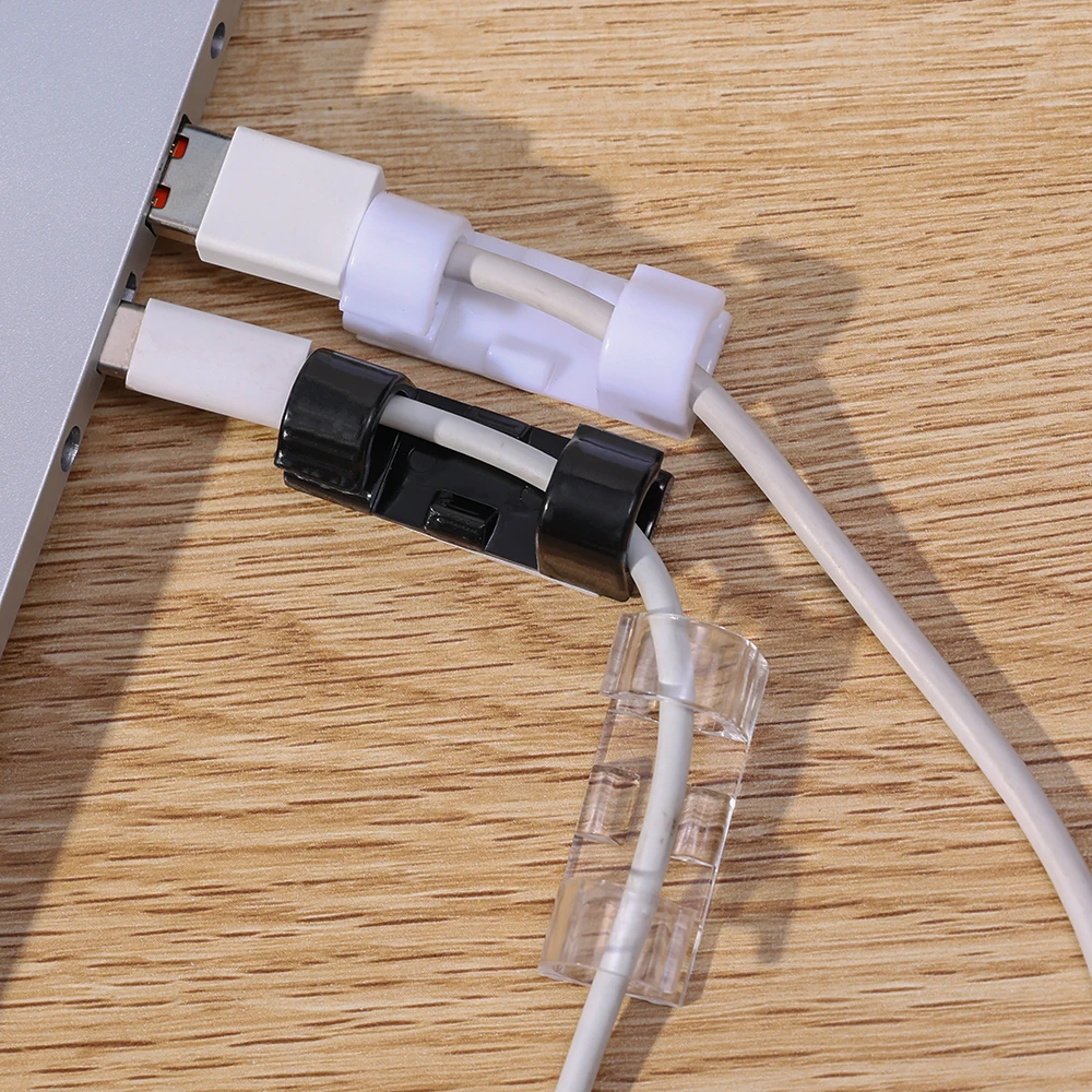 Desktop Wall Wire Holder Cord Management Wire Tie Cable Organizers Tidy Fixed Clamp Clips for Computer TV USB Cable Winder