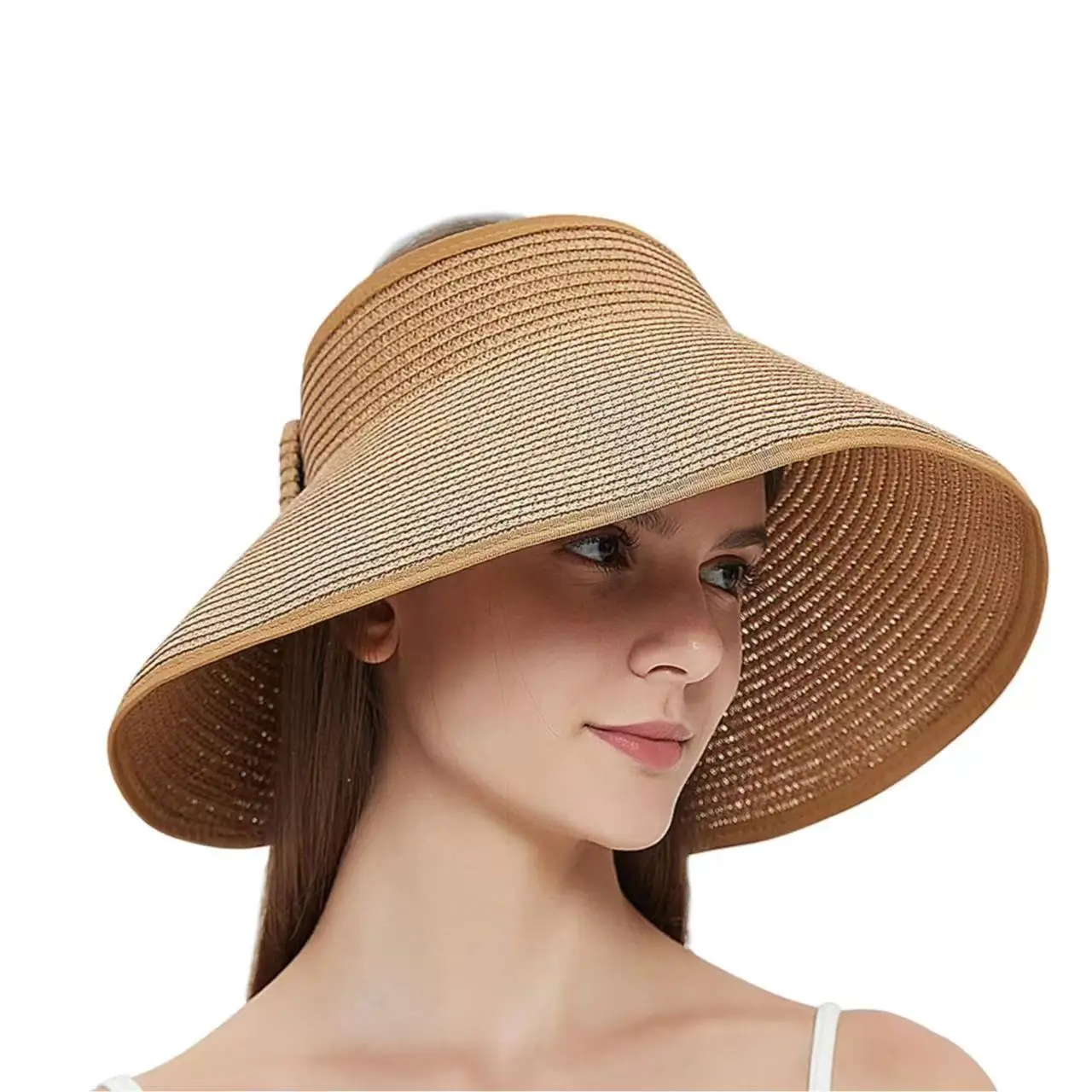 Women Summer Fashion Sun Visor Hats Wide Brim Large Straw Beach Hat For Outdoor