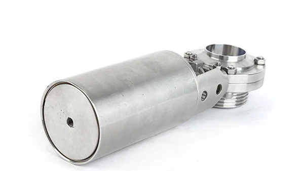 Sanitary Spring Return Pneumatic Actuated Butterfly Valve with NPN Type Positioner