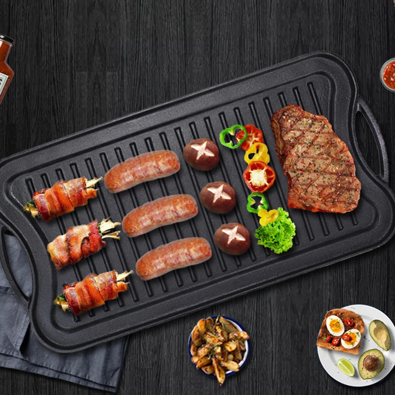 Prestige Reversible BBQ Grill Cast Iron Cookware Vegetable Oil Griddle Pan for Outdoor