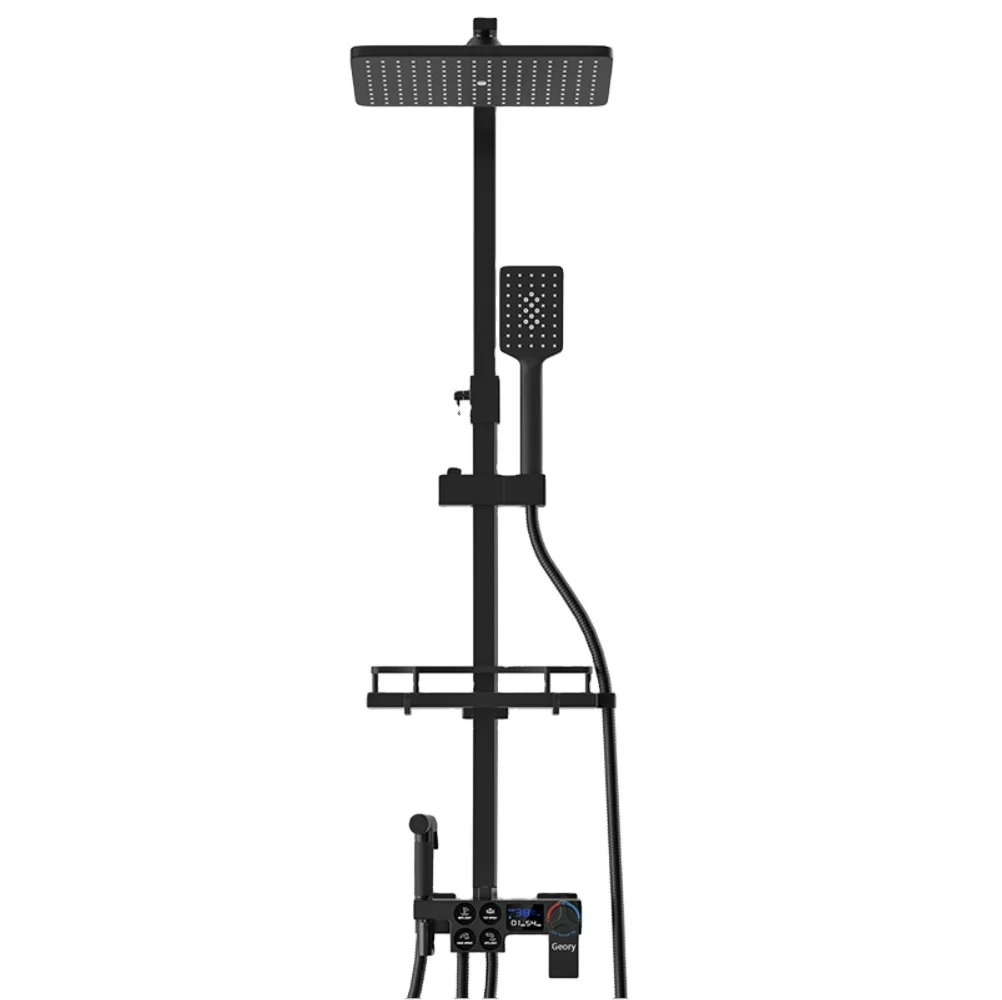 СВЕТОДИОДНЫЙ черный постоянная температура душевой комплект полный набор медных душ для ванной комнаты Установите Бытовая смеситель для душа