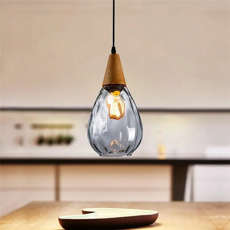 Retro Loft Water Drop Glass Chandelier Restaurant Bar Creative Personality Hanging Lamps Bedroom Bedside LED Pendant Light