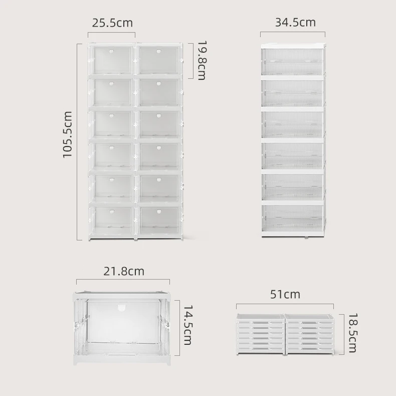 High Quality Plastic Foldable Shoe Storage Container Clear Stackable Drop Front Shoe Box