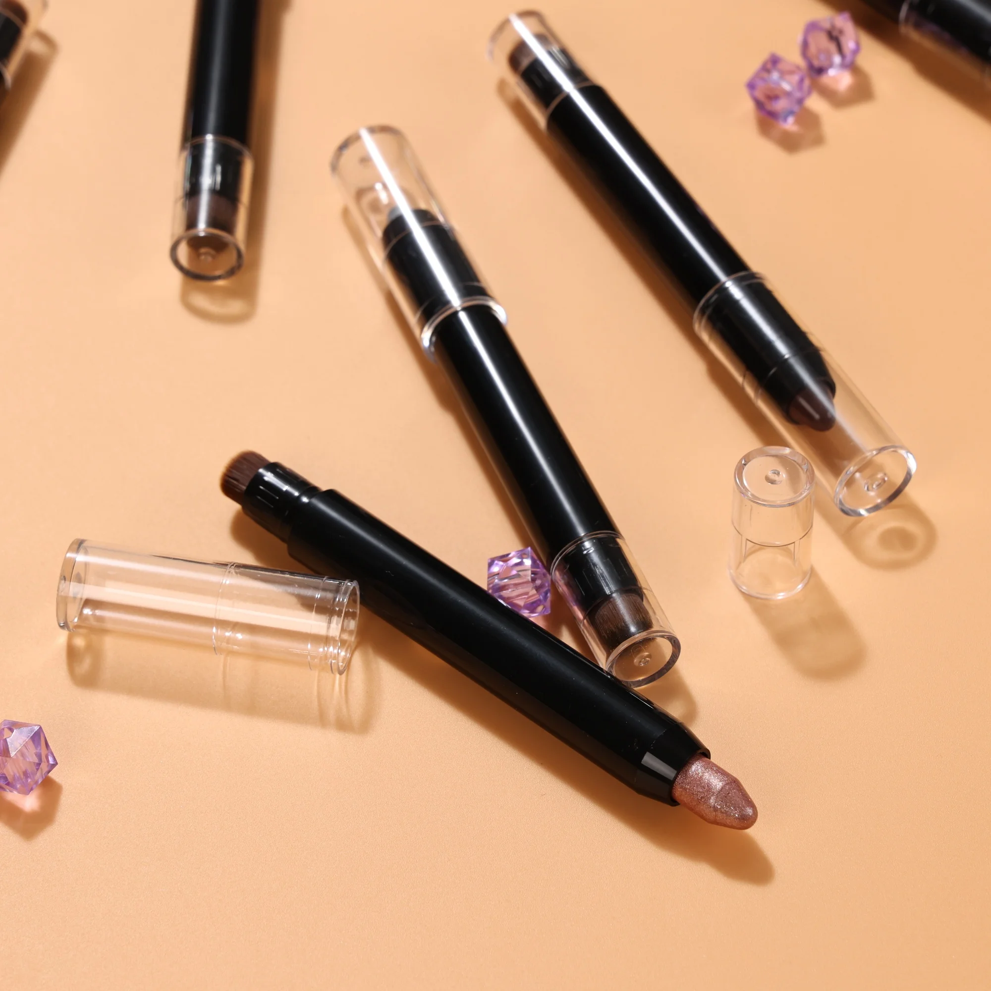 High Quality Matte Color Eye Shadow Pen Shimmer Glitter Eyeshadow Stick in Pearl Dark Bright Red