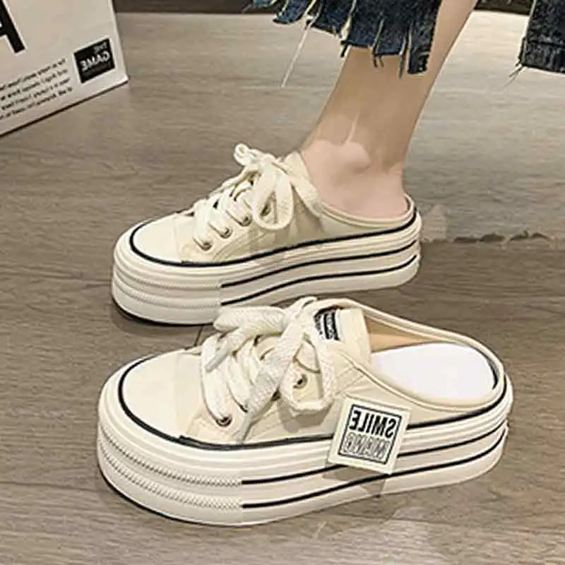 Baotou slippers canvas Slides Brand Luxury Fashion Half Pack Slippers For Women