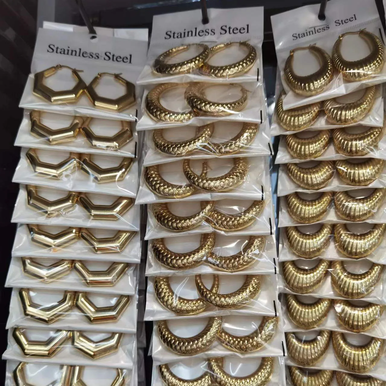 clip on gold earring no fade stainless steel earring trendy non tarnish water proof jewelry earring