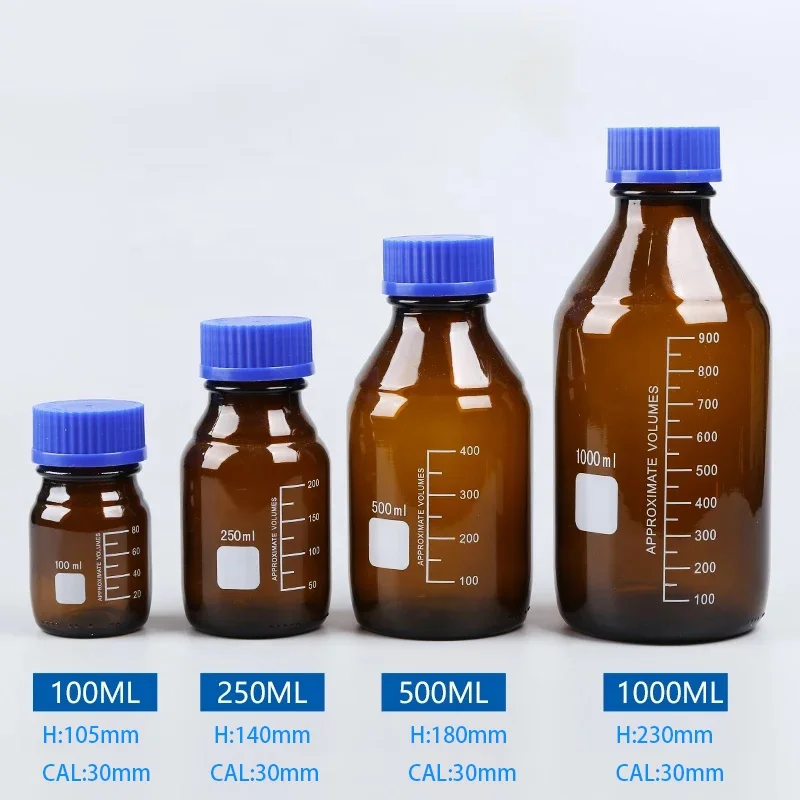 
Laboratory Chemical Blue Screw Cap Glass Reagent Bottle 