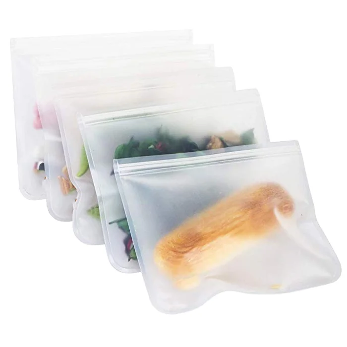 Fresh-Keeping Silicone Food Bag Stand Up Reusable Peva Snack Bags Freezer Bags