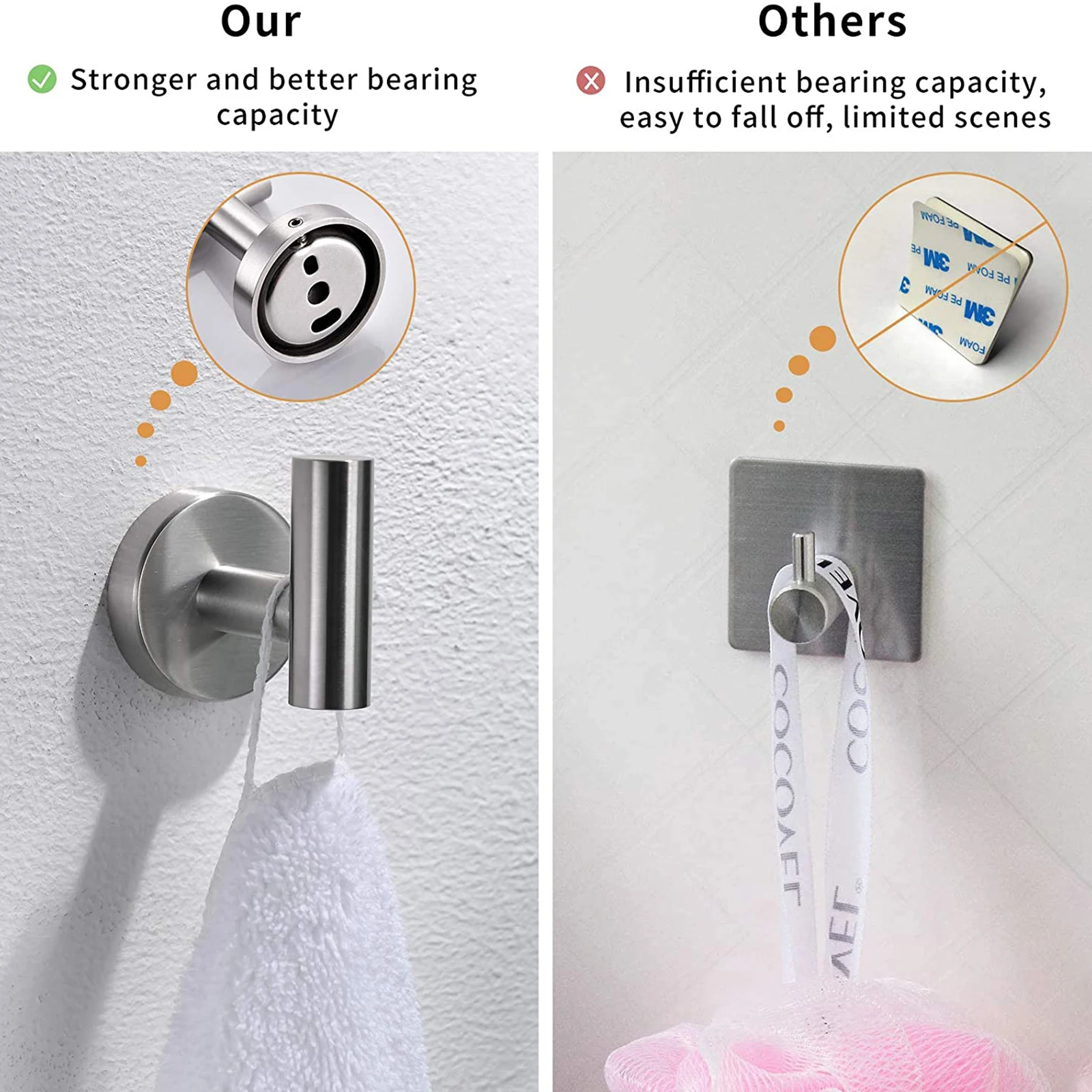 Fapully Hihg Quality Stainless Steel 2 Pack 4 Piece Bathroom Hardware Set Towel Bar,Toilet Paper Holder,Towel Hook