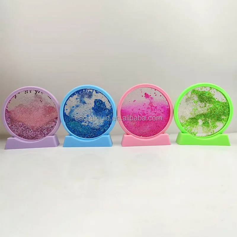 3D Moving Sand Art Frame Round Glasses Deep Sea Sandscape In Motion Display Desktop Decorations Flowing Painting Liquid Sand Art