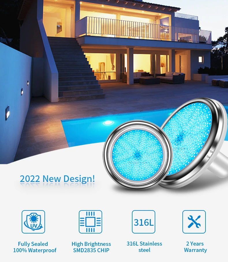Design Patented Refined IP68 1.5 inch Fitting Fiber Glass Pool Light Liner Linyl Liner LED Color Changing Swimming Pool Lights