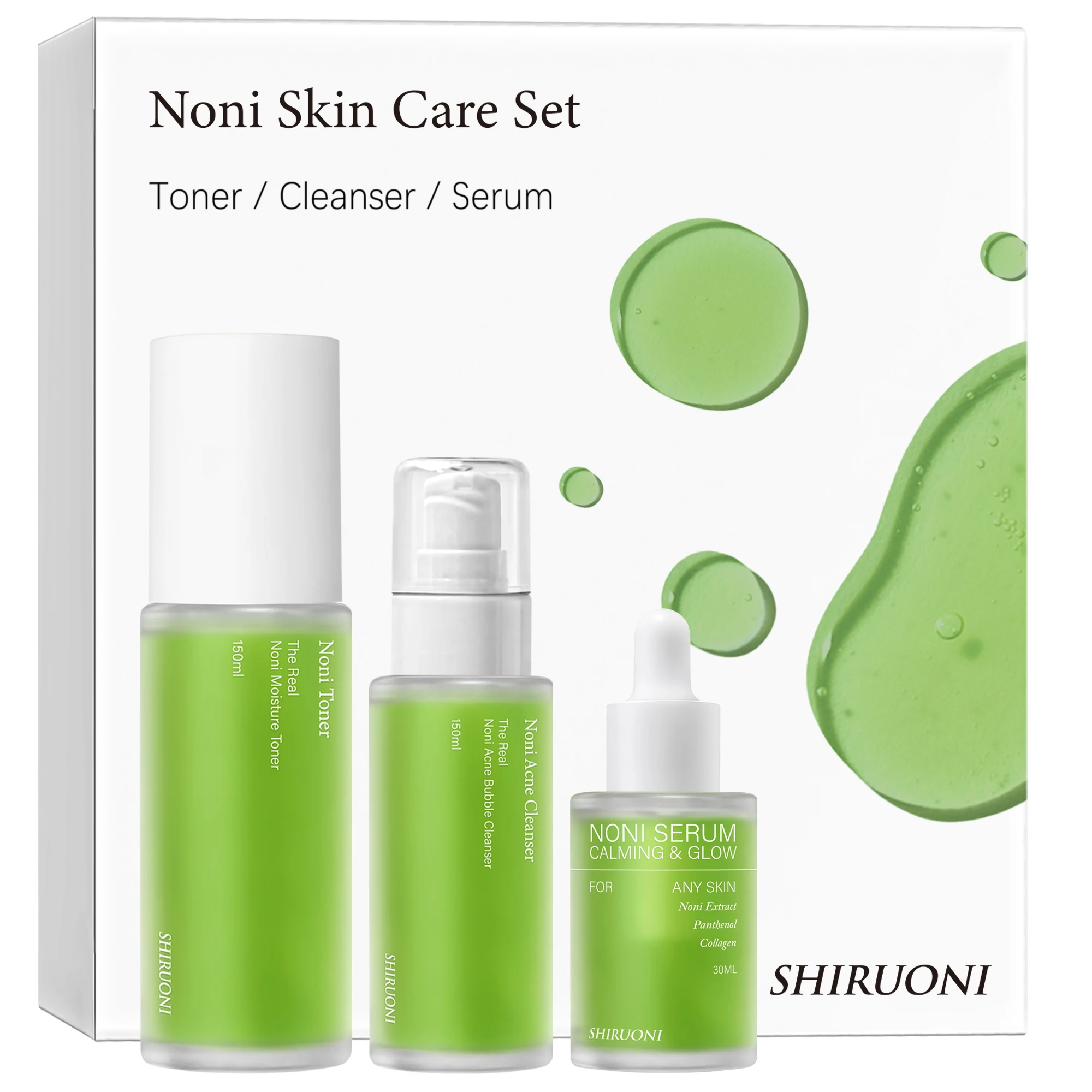 Private Label Noni Skincare Product Kit Vitamin E Boost Nourishing Toner Cleanser Serum Ampoule Moisturizing Noni Skin Care Set