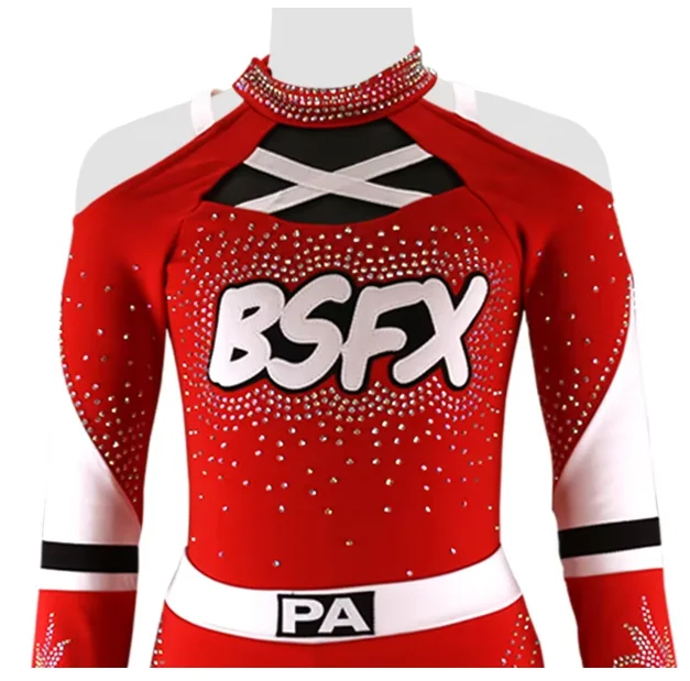 Sparkle Cute Wholesale Youth Cheerleading Uniforms Long Sleeve Cheerleading Uniform Custom Sideline Cheer Uniforms