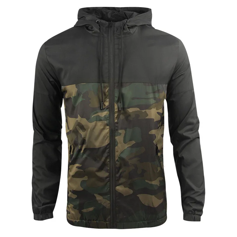 OEM Custom Logo Autumn Blank Hooded Mesh Breathable Outdoor Wear Waterproof Coat Mens Camo Windbreaker Jacket