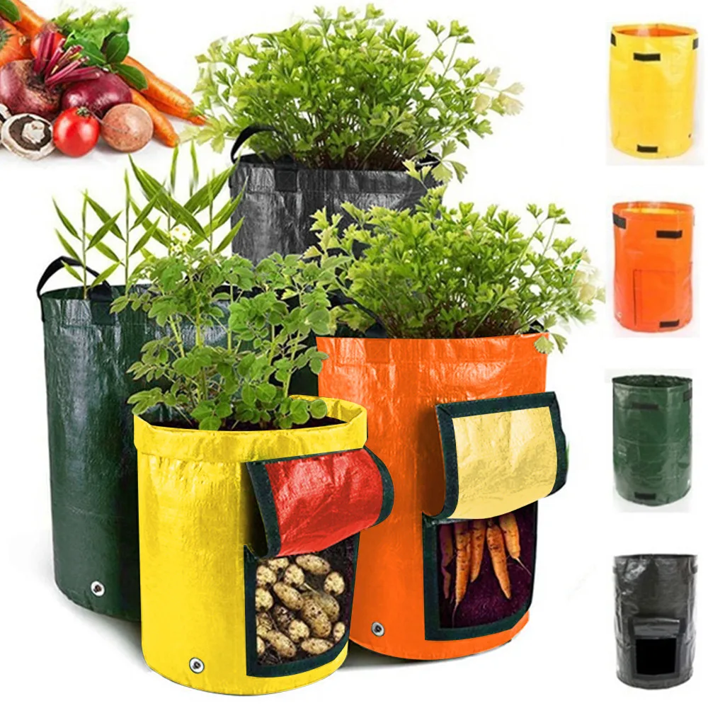 Large 3-Pack Planter 7 Gallon Felt Potato Grow Bag with Flap Access and Handles