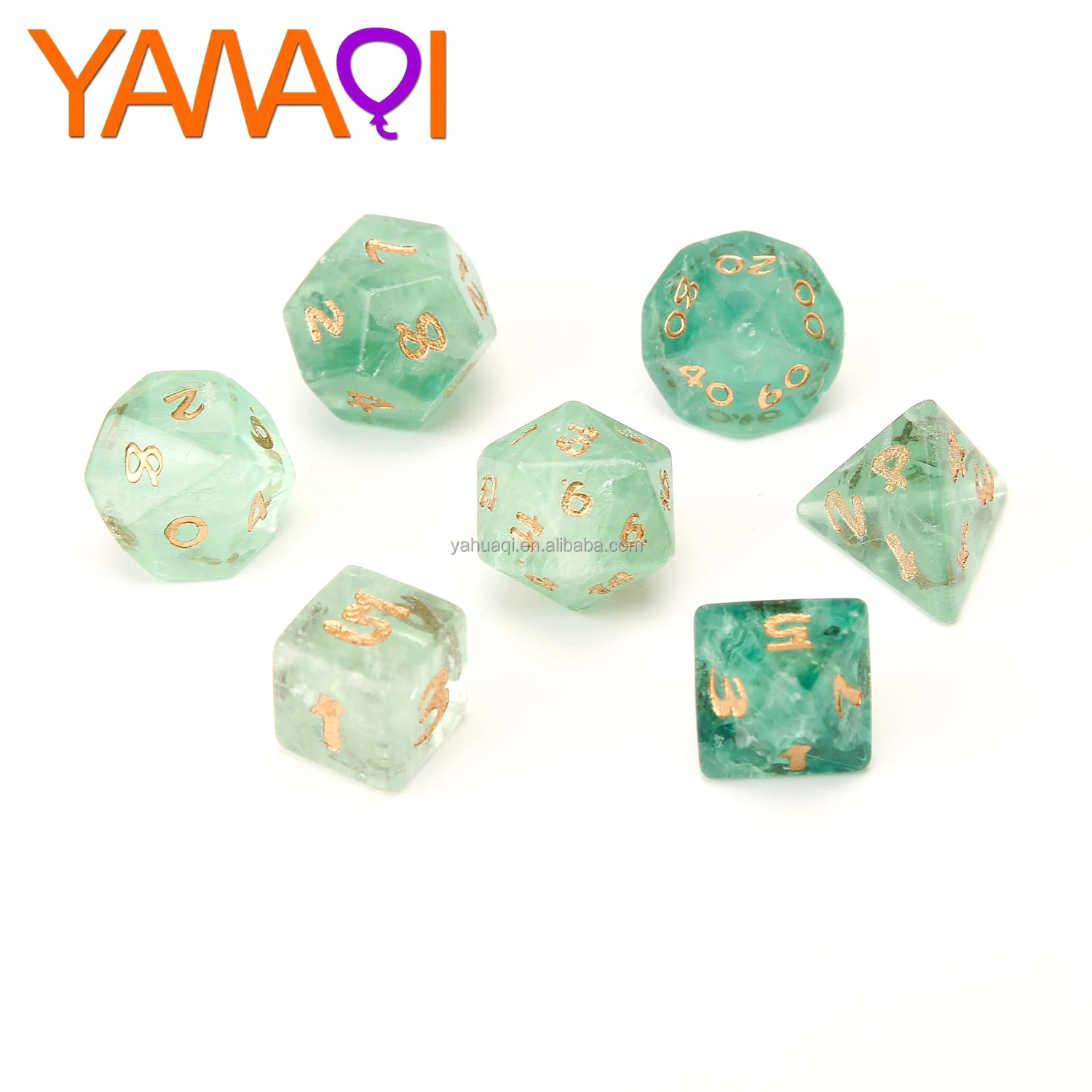 Factory selling dice bag natural Green Flourite adult dice game 7 set polyhedral dice Z09