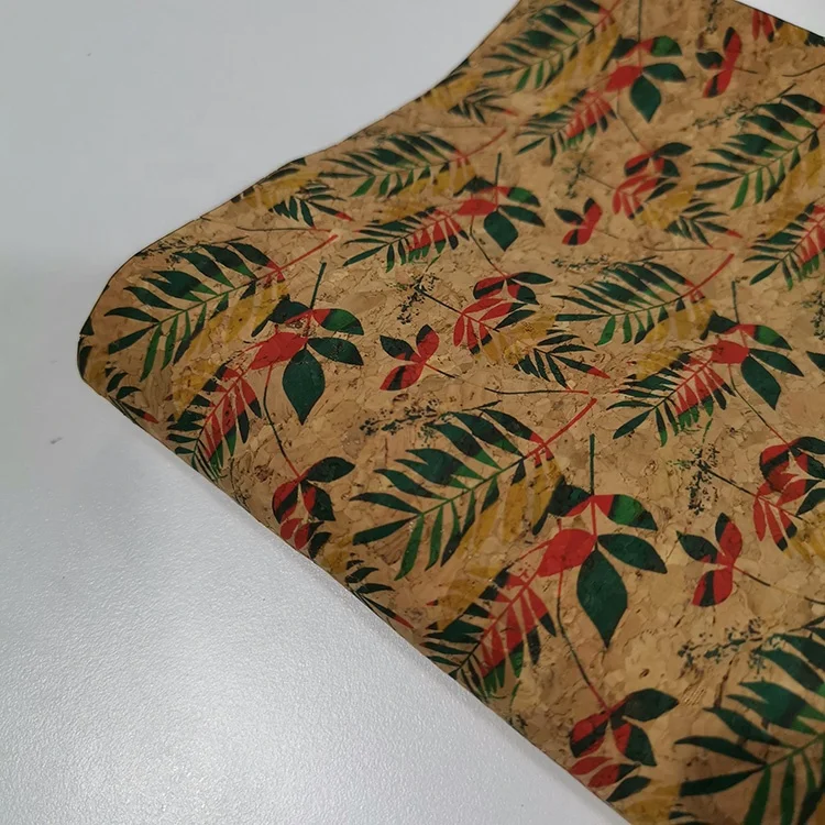 0.4mm ECO-friendly New colorful Printed Natural cork leather for wallet