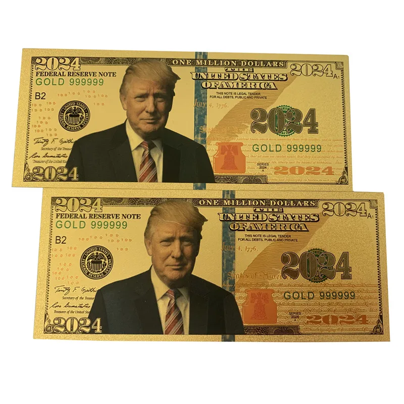 Новинка 2024 г. Лидер продаж 24k Золотая фольга Дональд Трамп США избирательные счета