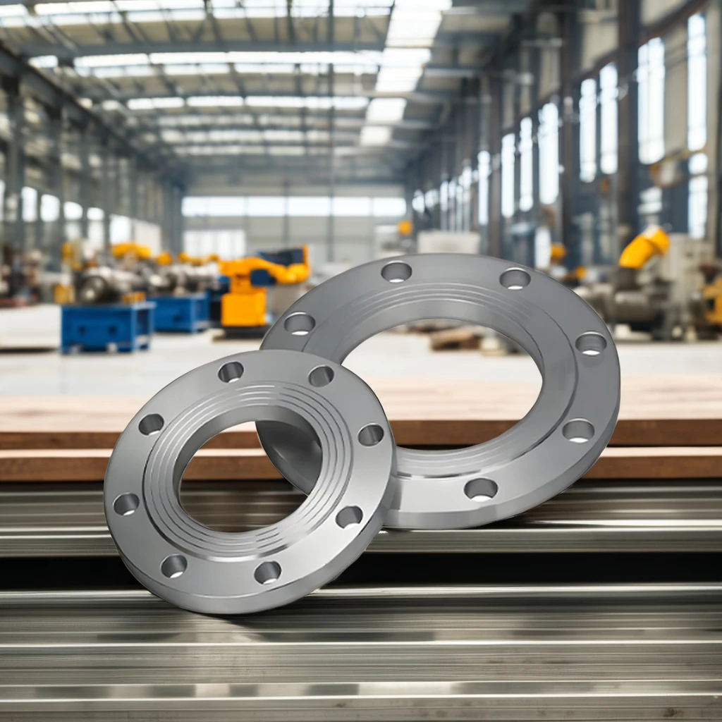ANSI ASME DIN ISO Compliant Titanium GR2 DN50 Plate Flat Welding Flange with Pipe Connection
