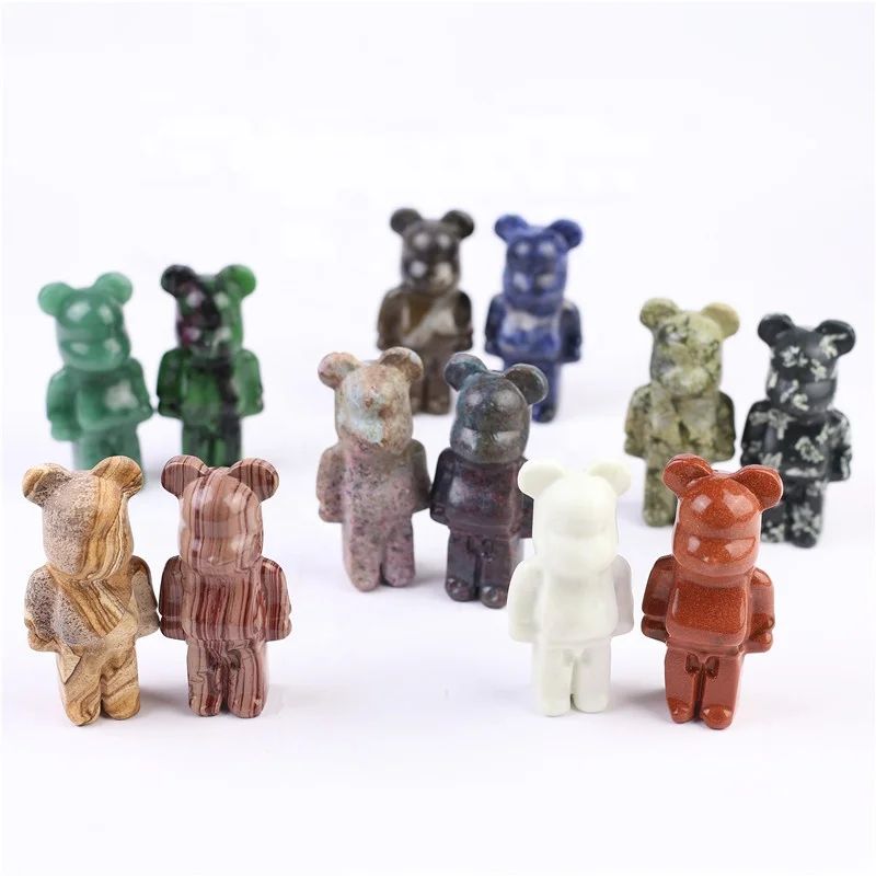 High Quality Wholesale Natural Ore Carved Bear Violence Crystal Quartz Crystal Carved Bear