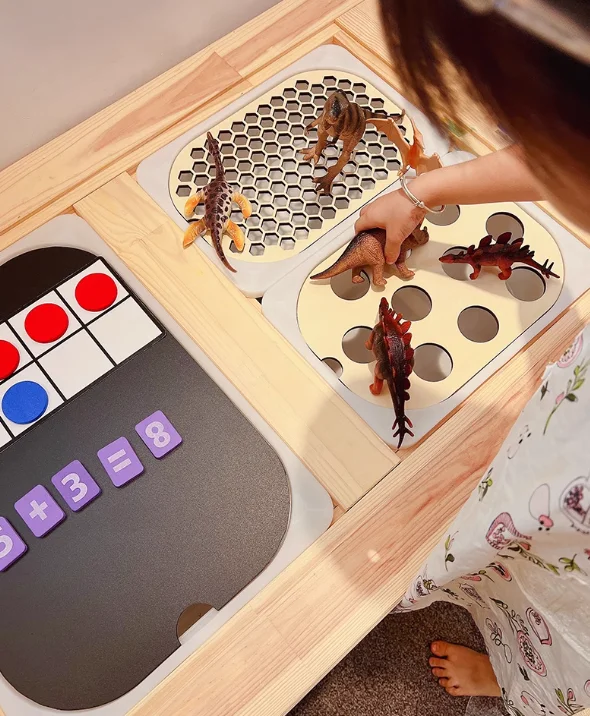 9 pcs of  a set Montessori Wood  Kitchen Insert Stove top Insert Grill Top Small Insert acrylic mirror for Trofast Bin