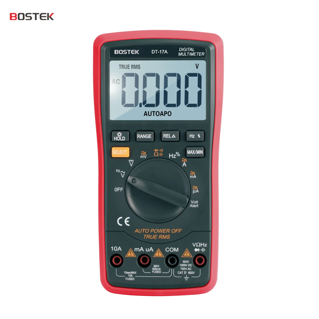 Bostek DT-17A высокой точности истинного среднеквадратичного значения Цифровой мультиметр 6000 граф 1000 В переменного тока/постоянного напряжения