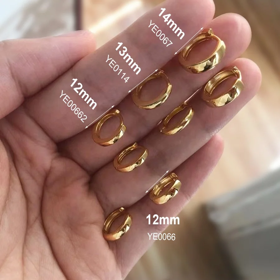 Custom Plain Minimalist 18k Gold Plated Mini Tiny Simple Rectangle Small Huggie Hoop 925 Sterling Silver Women Earrings Jewelry