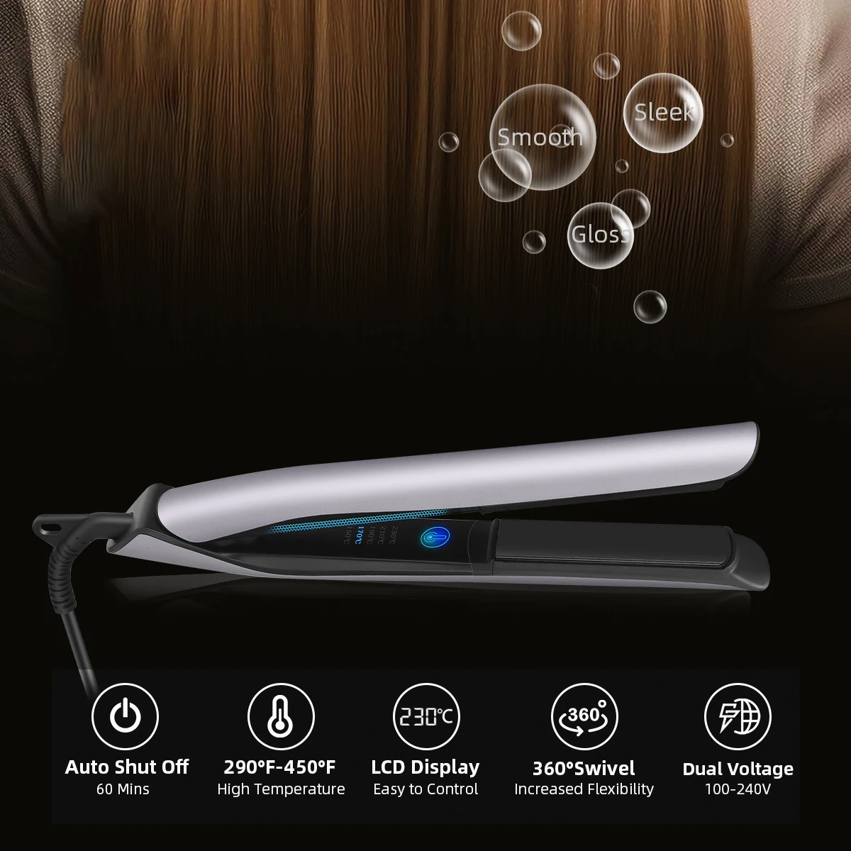 Five Plus Custom Logo Titanium Flat lron Hair lroning Clips 2 IN 1 High Quality Portable Curling Straightening Hair Straightener