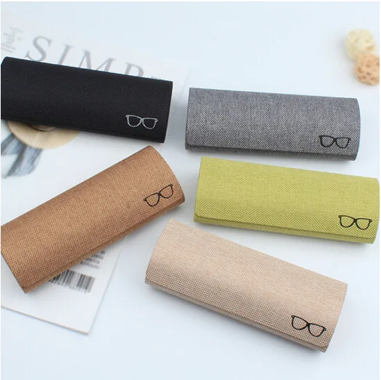 Handmade customizable LOGO High-end linen cylinder glasses box Fashionable simple glasses case
