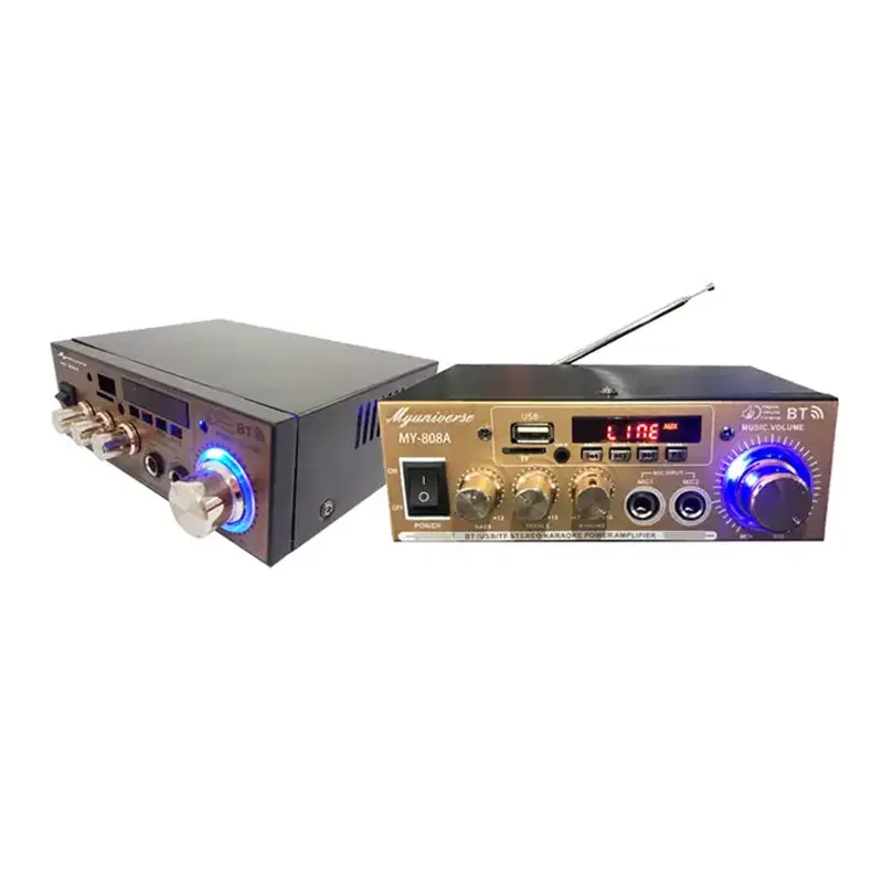 Bluetooth amplifier board with fm and microphone inp input karaoke power portable amplifier with wireless microphone