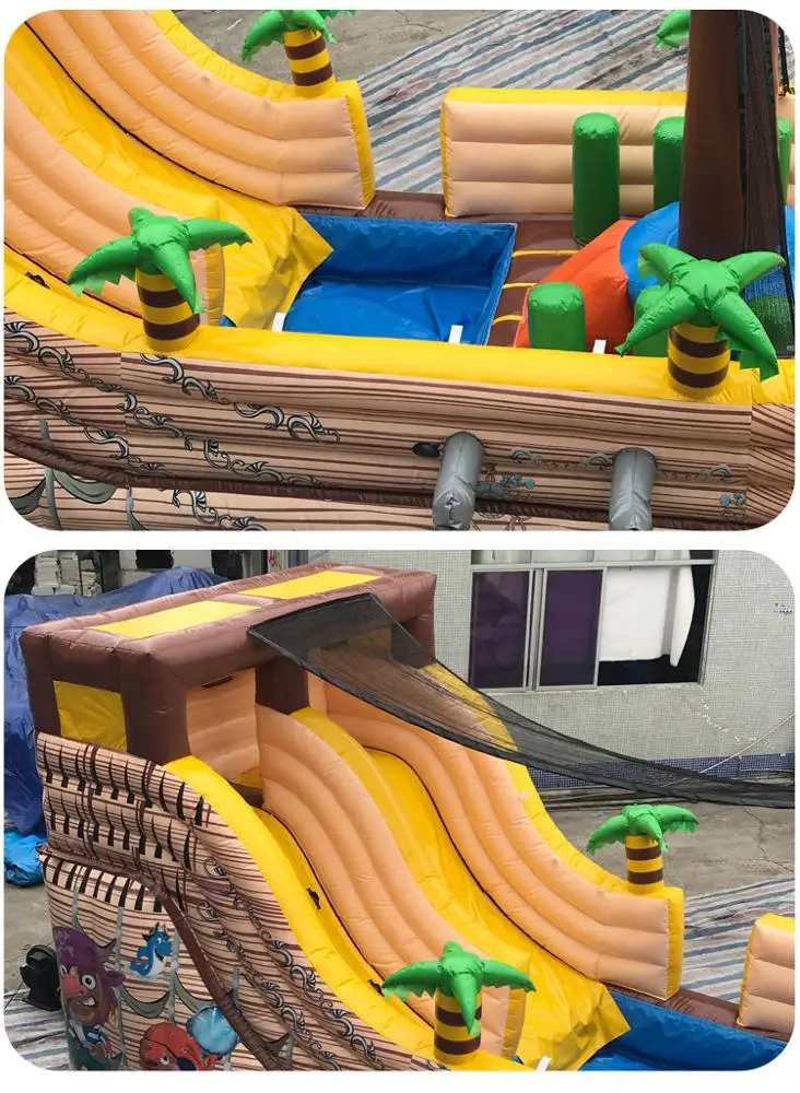 Популярный надувной замок для прыжков, надувной батут с пиратским кораблем