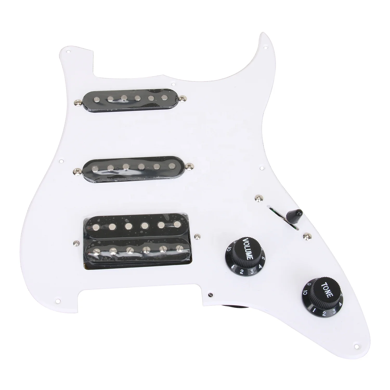 High-end Electric guitar ST 3-Ply White Loaded  Prewired Pickguard  SSH Pickguard With Alnico 5 Pickups
