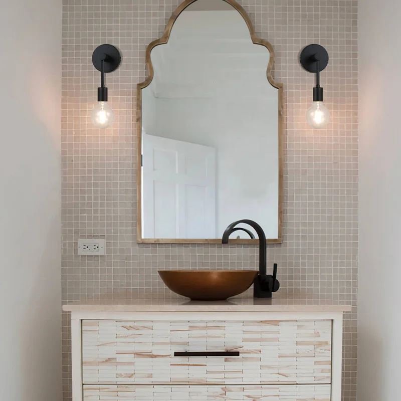 Decor Clear Glass Shade Led Wall Lamp Interior Lighting Vintage Black Wall Sconce Light Fixture For Home