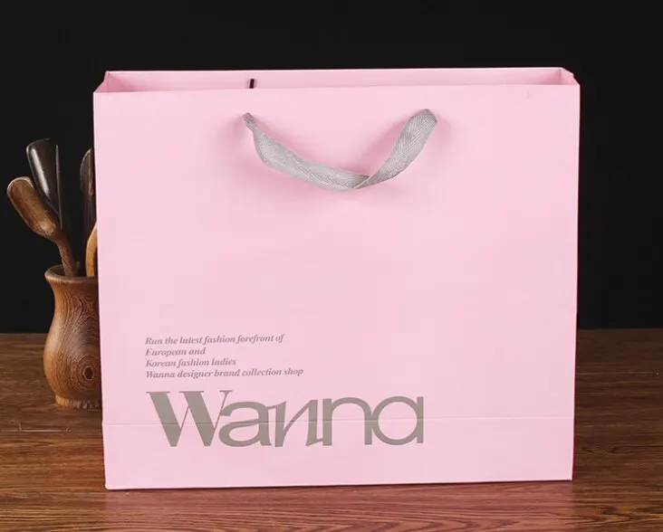 Custom fancy gift bags victorias secret pink wedding party bags paper gift packaging bags with handle