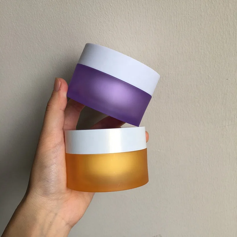 
cosmetic packing 50g 60g colorful face cream acrylic pink jar 2oz straight cylinder jar plastic screw lid 