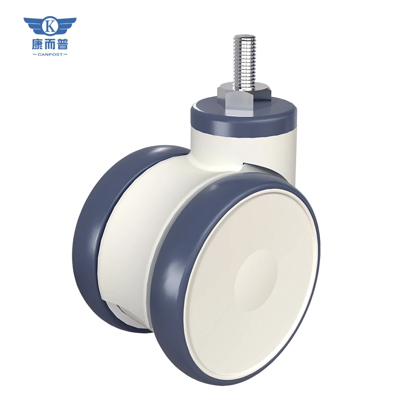 Hot Sale 2/2.5 Inch Hospital Furniture Trolley Wheel Castor Plastic TPR Twin Wheel Screw Version Castor with brake