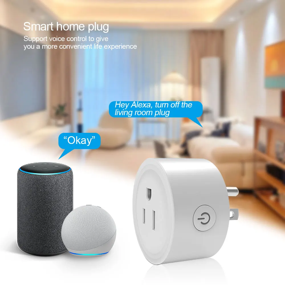 Tuya US 16A Smart Single Socket Wireless Remote Alexa Google Smart Plug with Energy Monitoring Timer Function