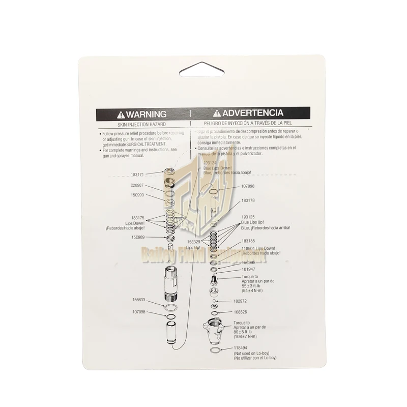 Source factory high pressure airless spraying machine pump parts repair kit 248213 for Grac 5900 pump 277070