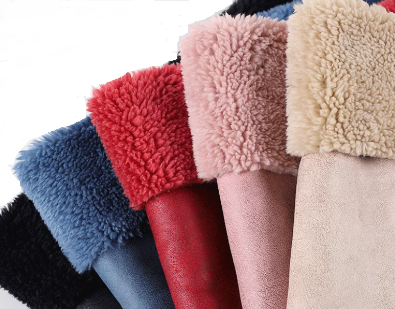 Fabric Bonded Polyester Sherpa for Coat Fashion Style Faux Suede Polyester Fabric